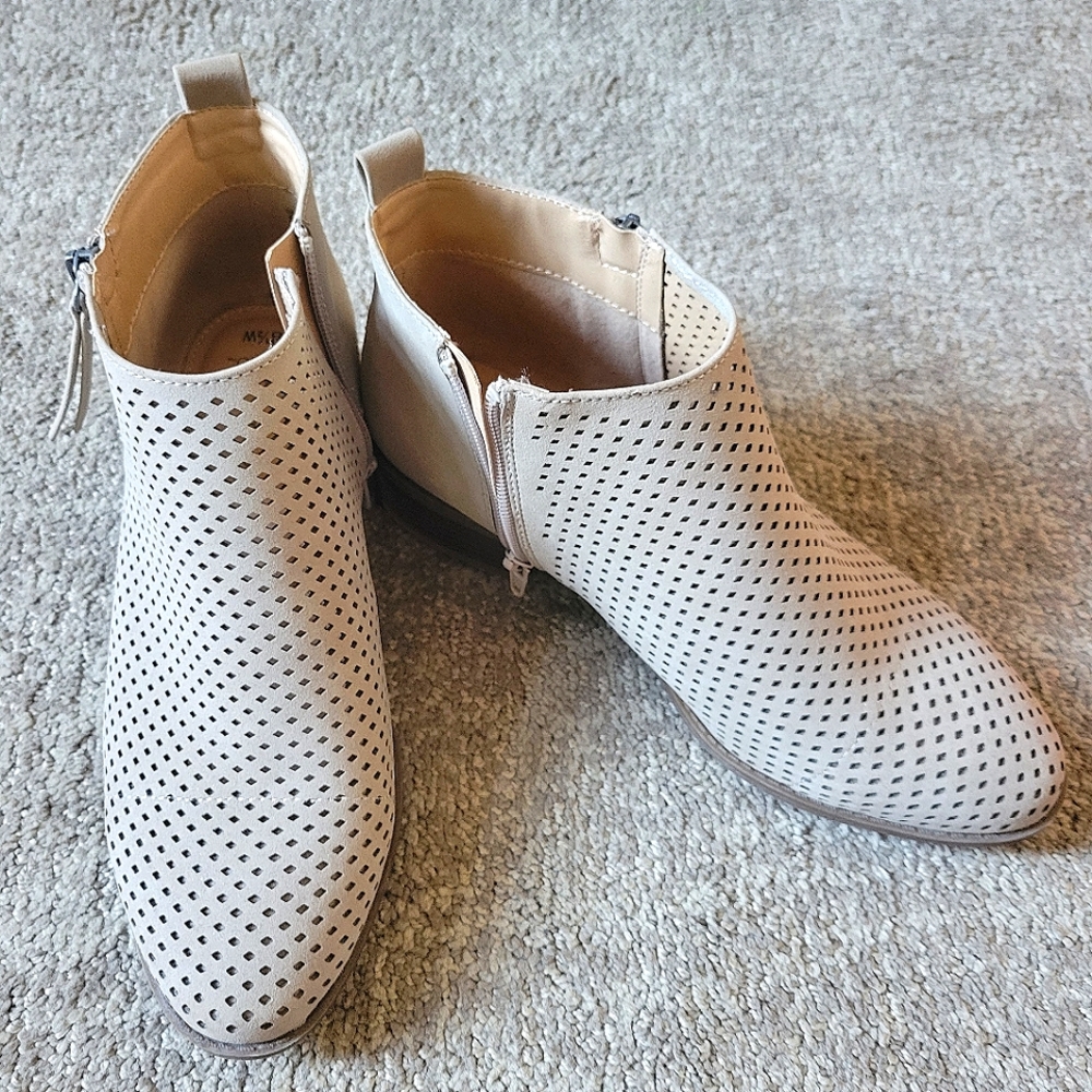 Nude Low Heel Booties